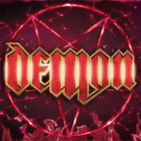 Demon band pentagram casino video slot game logo thumbnail